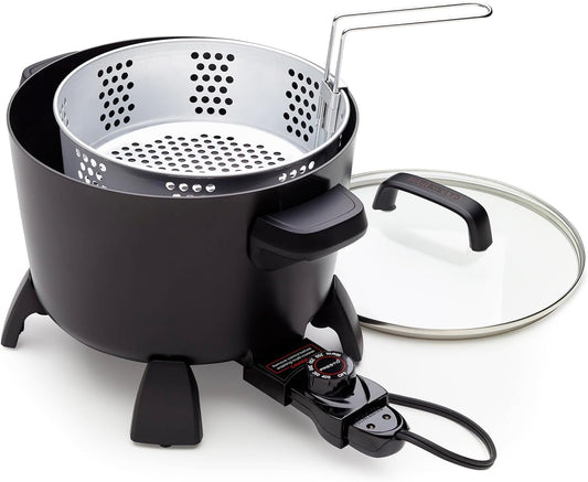 8-Quart Cauldron, Steamer and Fryer Multi-Cooker, Black