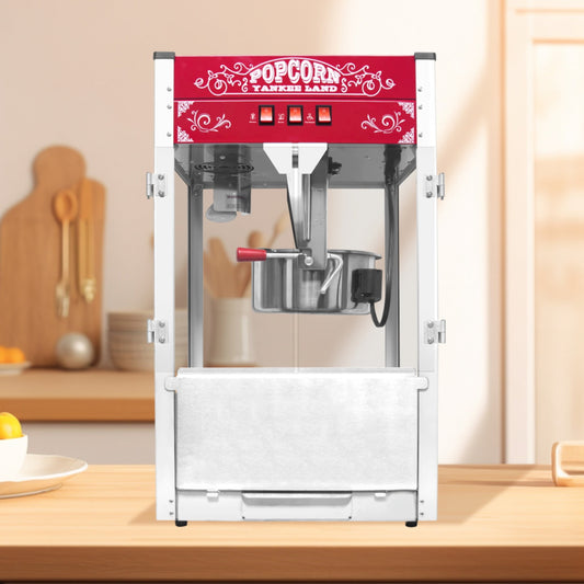 80cups Commercia Popcorn MAKER Machine, 16 Oz Kettle, Theater Style Popper with 3-Switch Control Steel Frame Tempered Glass Doors 1 Scoop 2 Spoons, Red