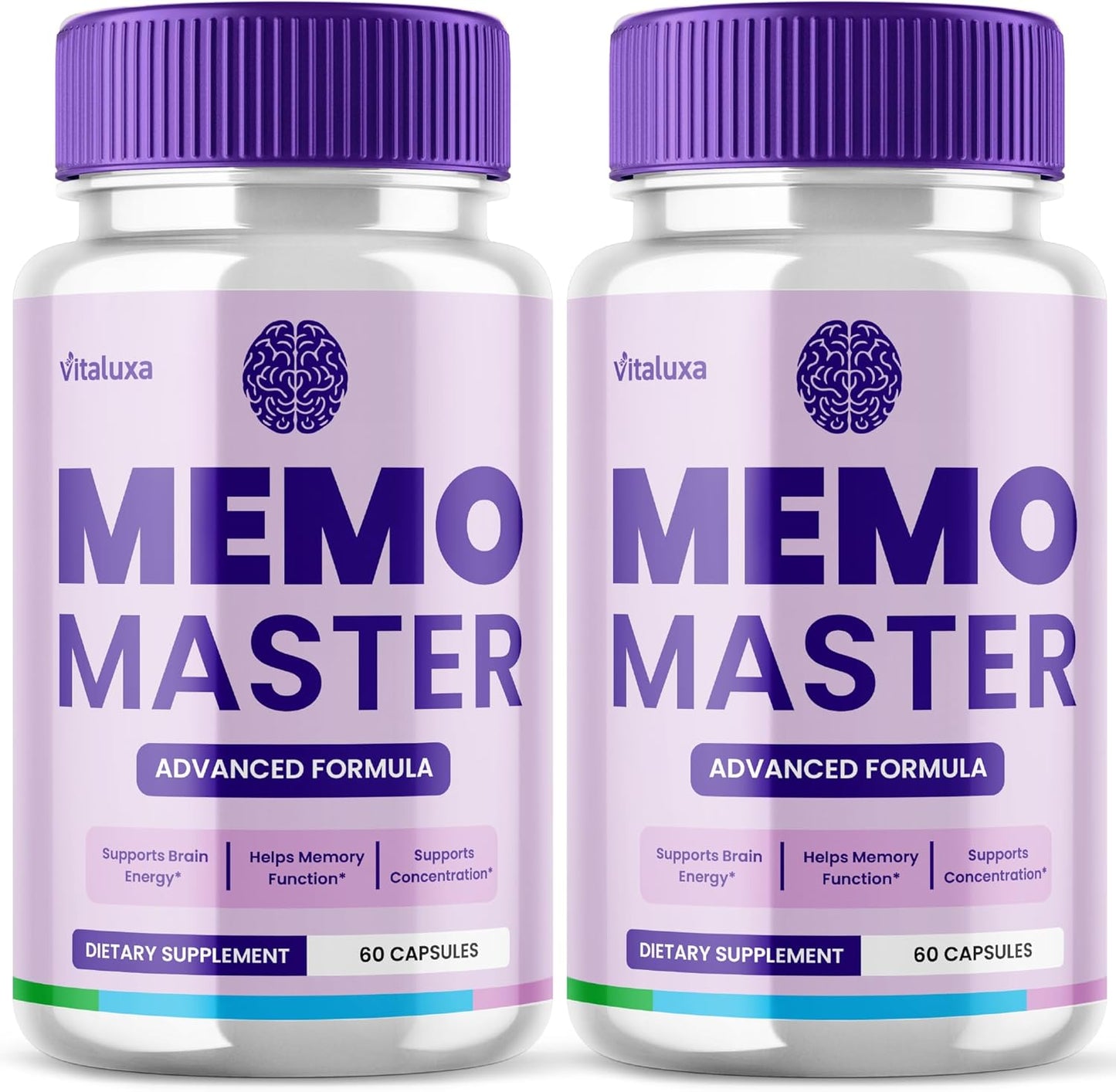 (2 Pack) Memo Master Capsules, MemoMaster Memory Pills Brain Supplement for Clarity Focus Support, Memo Mastery Premium Vitamin Blend Memory Loss Sharp Recall Advanced Formula Max Strength (120 Ct)