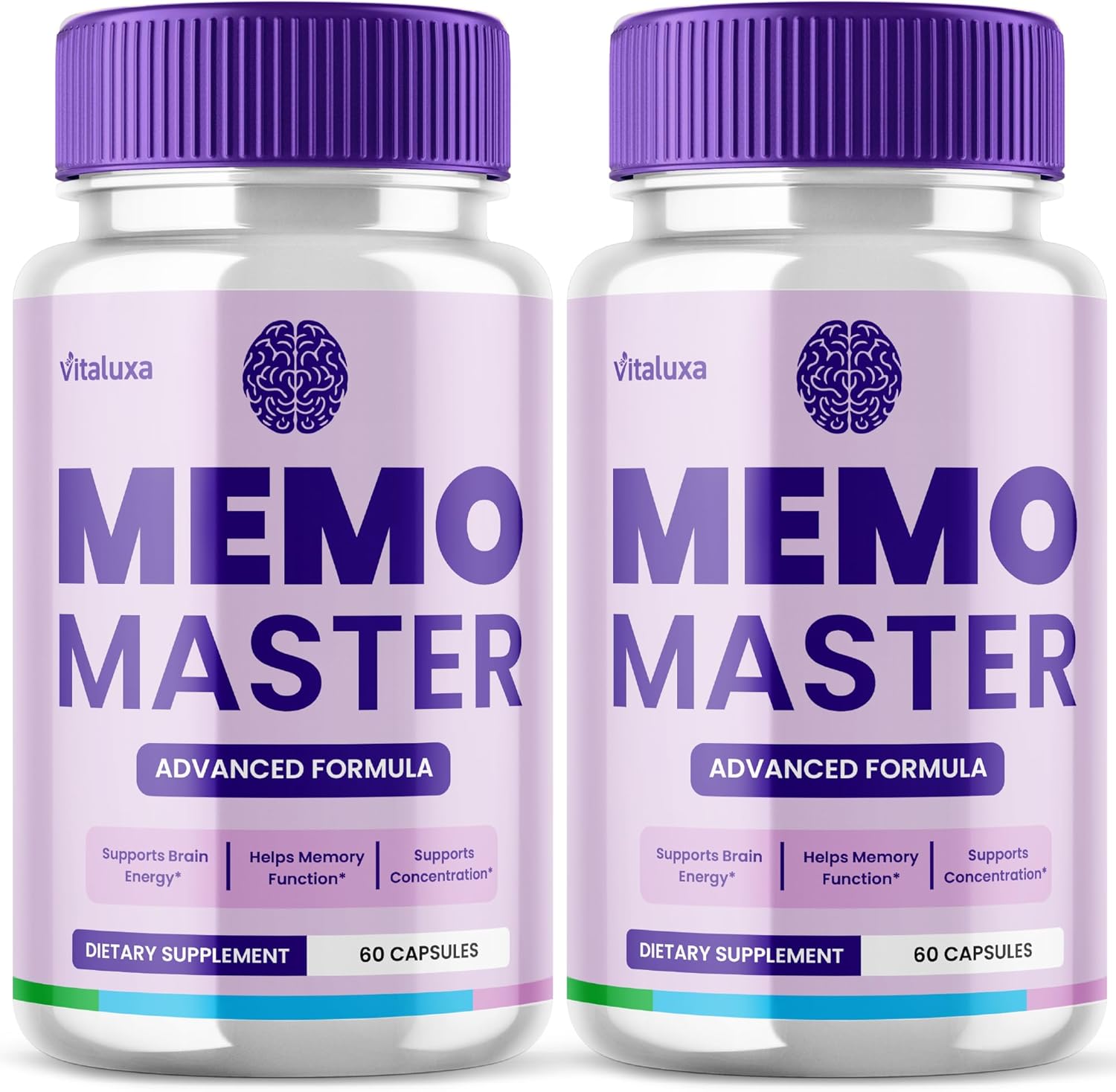 (2 Pack) Memo Master Capsules, MemoMaster Memory Pills Brain Supplement for Clarity Focus Support, Memo Mastery Premium Vitamin Blend Memory Loss Sharp Recall Advanced Formula Max Strength (120 Ct)