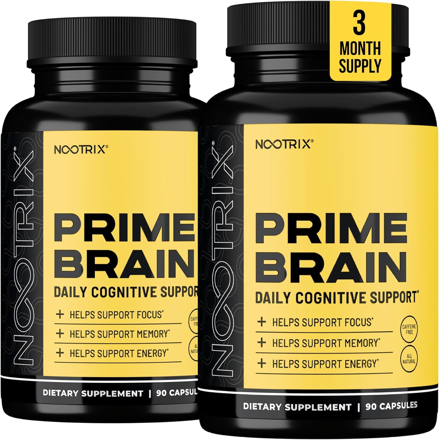Nootrix Prime Brain Nootropic Supplement | Supports Memory, Mental Focus, Cognitive Health & Energy | Promotes Healthy Mood & Brain Function | Ginkgo Biloba, Lion's Mane & L Theanine | 180 Capsules
