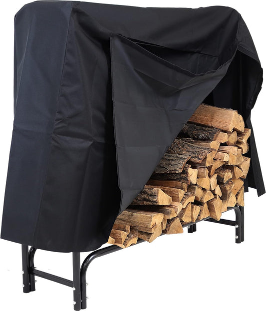 Sunnydaze 4-Foot Firewood Rack with Cover - Outdoor Wood Storage - Heavy-Duty Steel Log Holder with Cover - 850-lb Capacity