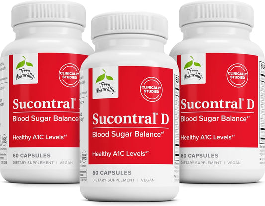 Terry Naturally Sucontral D - B-Complex & Folate Supplement - Carbohydrate Metabolism Support - Vitamin & Mineral Supplement with Zinc & Chromium - 60 Capsules (Pack of 3)