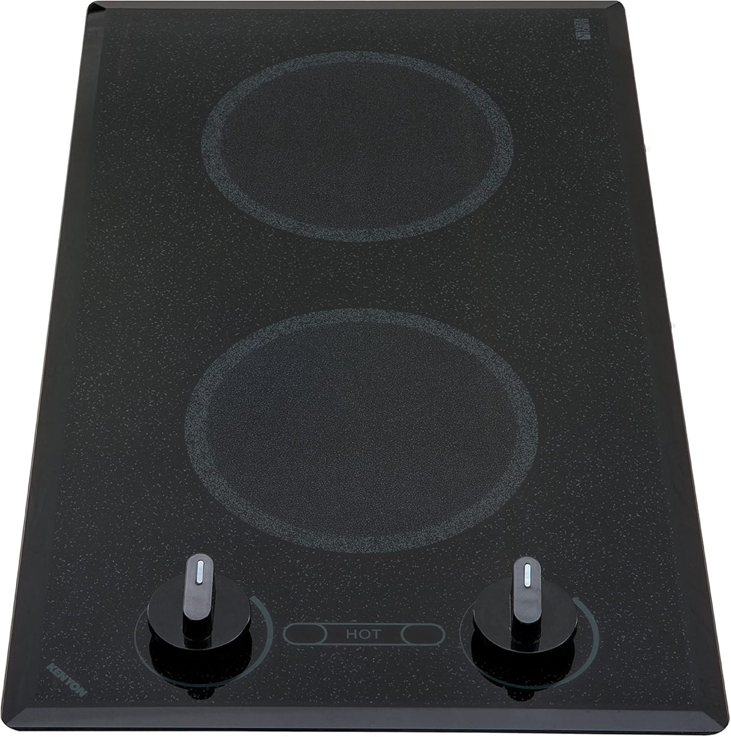 Kenyon Mediterranean 2-Burner Small Cooktop, Electric Cooktop for Energy-Efficient Cooking, Knob Control, Portrait Cooktop, 120-Volt, Black