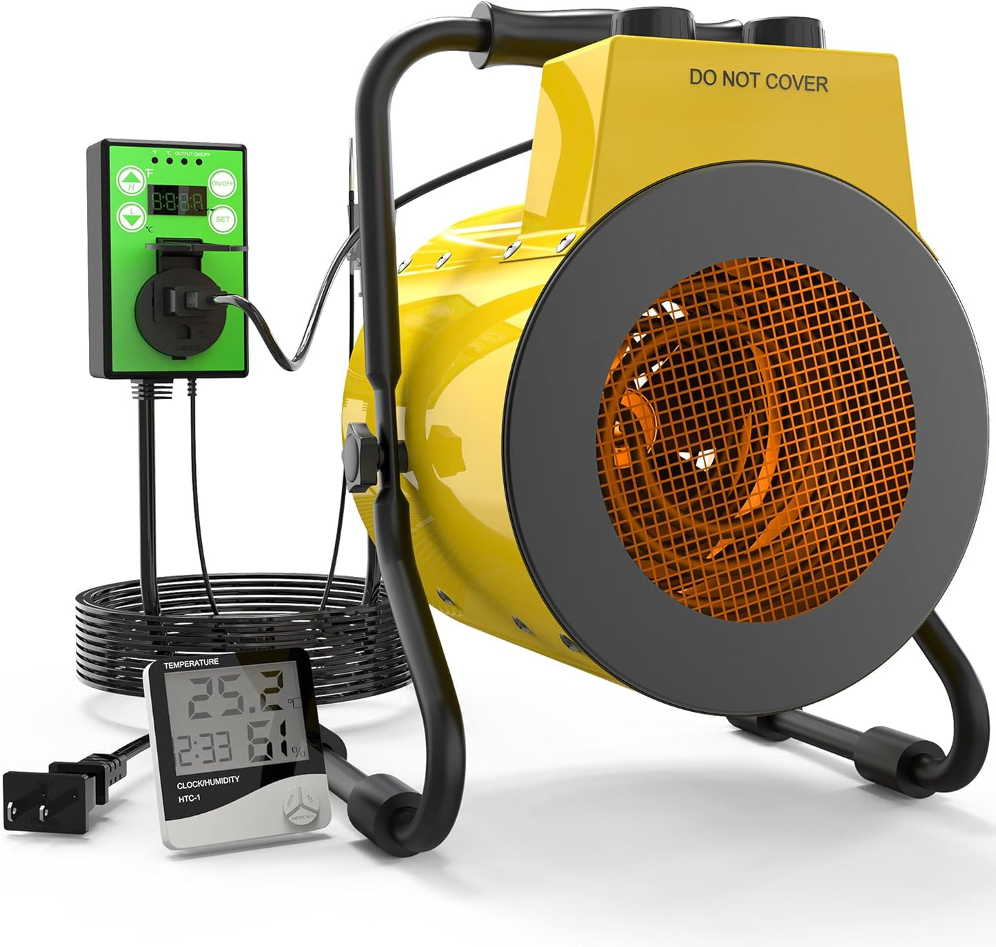 Greenhouse Heater with Digital Thermostat, Outdoor Heaters with Overheat Protection, 1500W Fast Heating, Adjustable Fan & Heater Mode, Electric Space Heater for Patio, Garage, Grow Tents