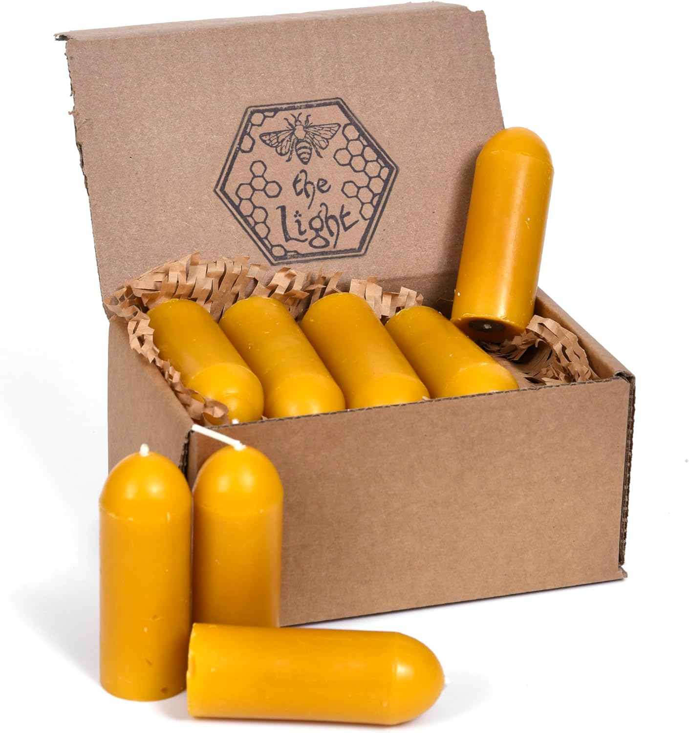 BeeTheLight Beeswax Lantern Candles (3.5" x 1.25") - Smokeless Unscented Candle - 12 Hours Burn Time Each - Pure Beeswax Candle - Handmade Camping Candle for Lanterns & Chandeliers - Pack of 24