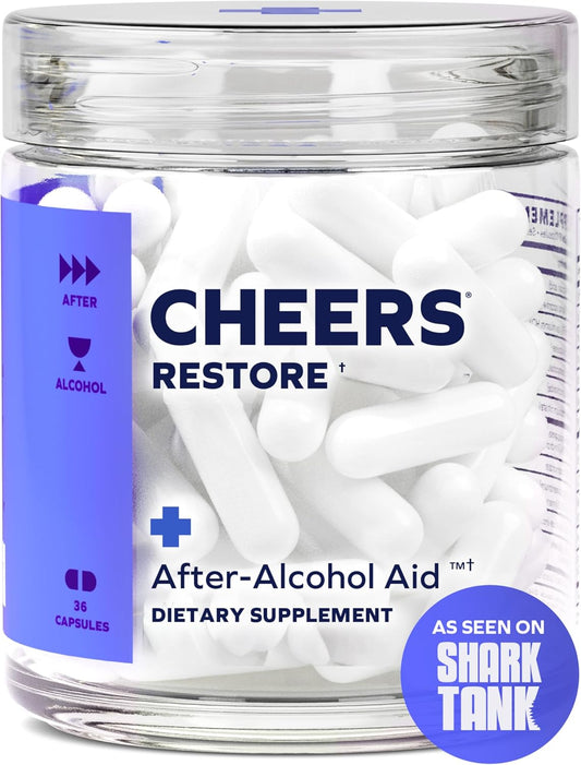 Cheers Restore | Supplement with DHM + L-Cysteine | Feel Better After Drinking & Support Your Liver | 12 Doses | Dihydromyricetin, Cysteine, Milk Thistle, Prickly Pear, B-Vitamins, Ginger