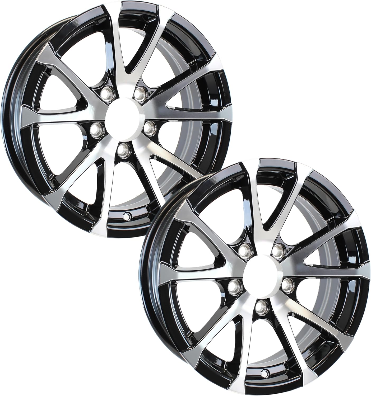 eCustomrim 2-Pack Aluminum Trailer Wheels 12X4 12" Rim Black Machined 5 Lug