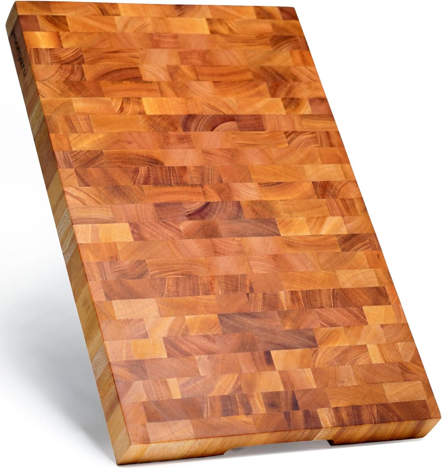 SHUMARU Mahogany End-Grain Wood Cutting Board \u2013 20×13×1.6\u2033 Butcher Block | Handmade in Bali \u2013 Silky-Smooth, Knife\u2011Friendly, Ergonomic Grips & Non\u2011Slip Feet