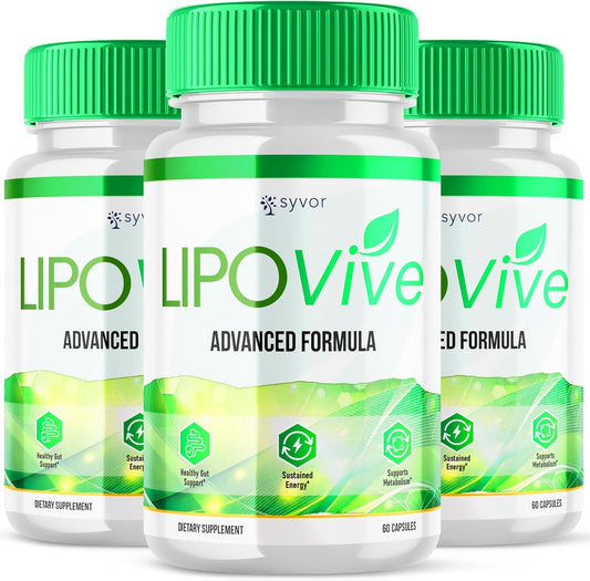 (3 Pack) Lipovive Capsules, Official Lipovive Pills with All Natural Ingredients, Advanced Formula Lipovivé Health & Active Lifestyle Support Pills Max Strength Vitamin for Women & Men (180 Capsules)