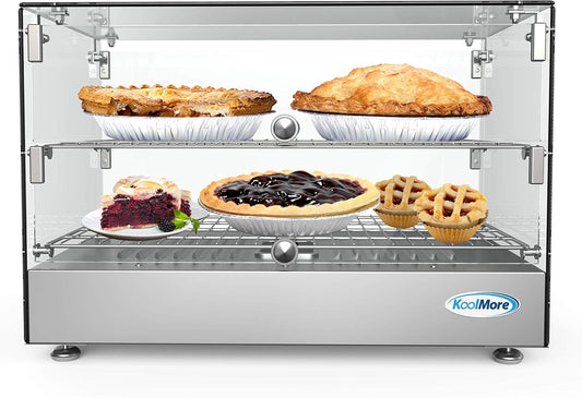KoolMore - HDC-1.7C 22" Self Service 2 Shelf Commercial Countertop Food Warmer Display Case - 1.7. cu ft, Silver