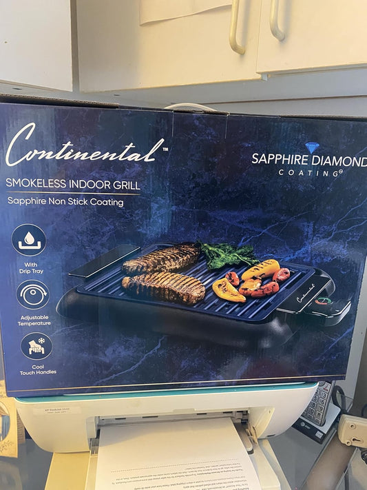 SMOKELESS INDOOR GRILL sapphire diamond COATING NON STICKING COATING WITH DRIP TRAY