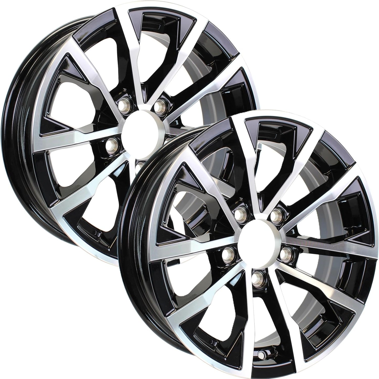 eCustomrim 2-Pack Aluminum Trailer Wheels 15X5 15" 5 Lug 4.5 Center Edge Black Rim