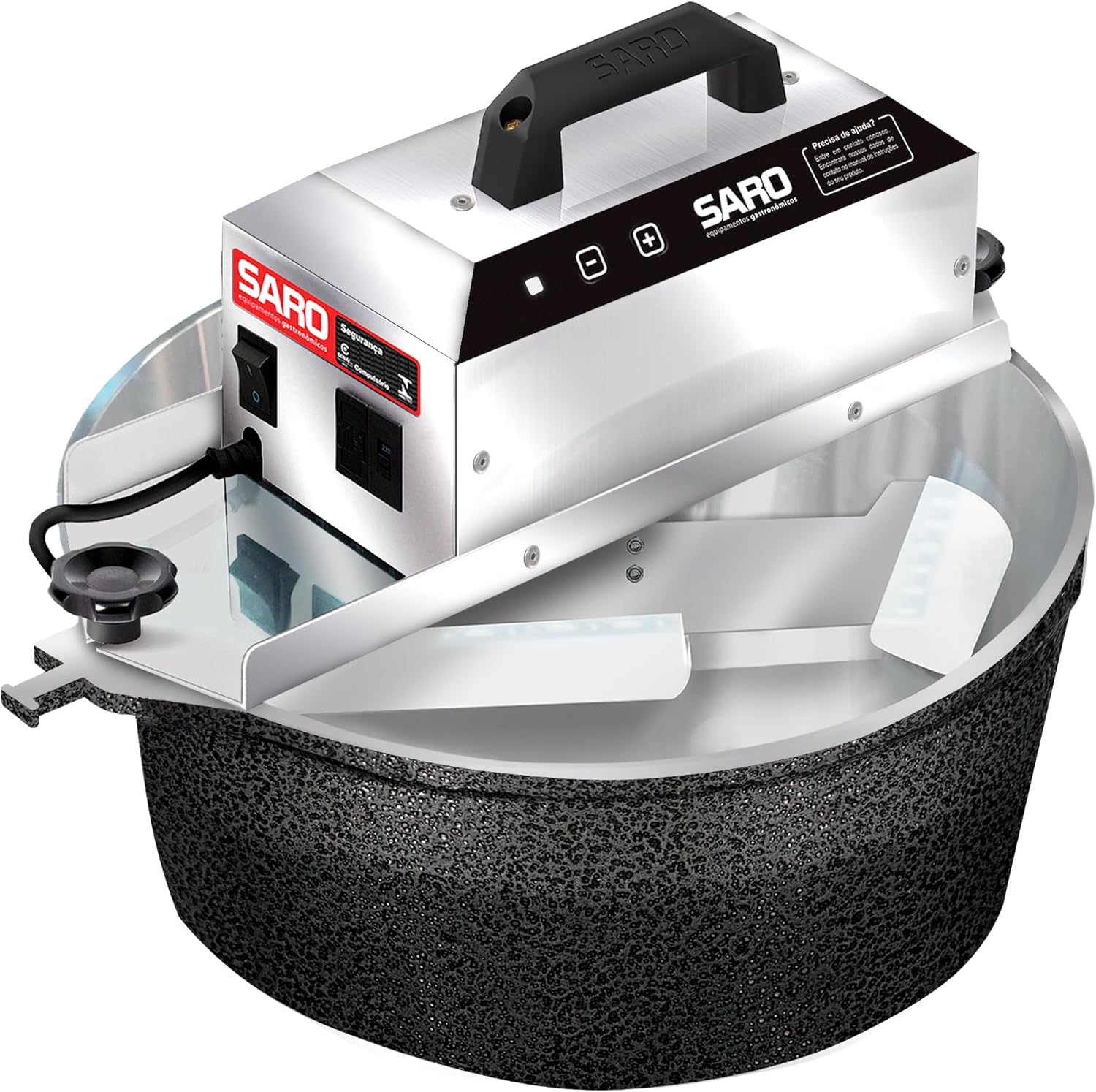 SARO Electric Stand Mixer, 10L Stainless Steel Cooking Pot, Black Cracked Finish, Digital Controls, 30 Speed Settings, Automatic Stirrer, 35x30x25cm