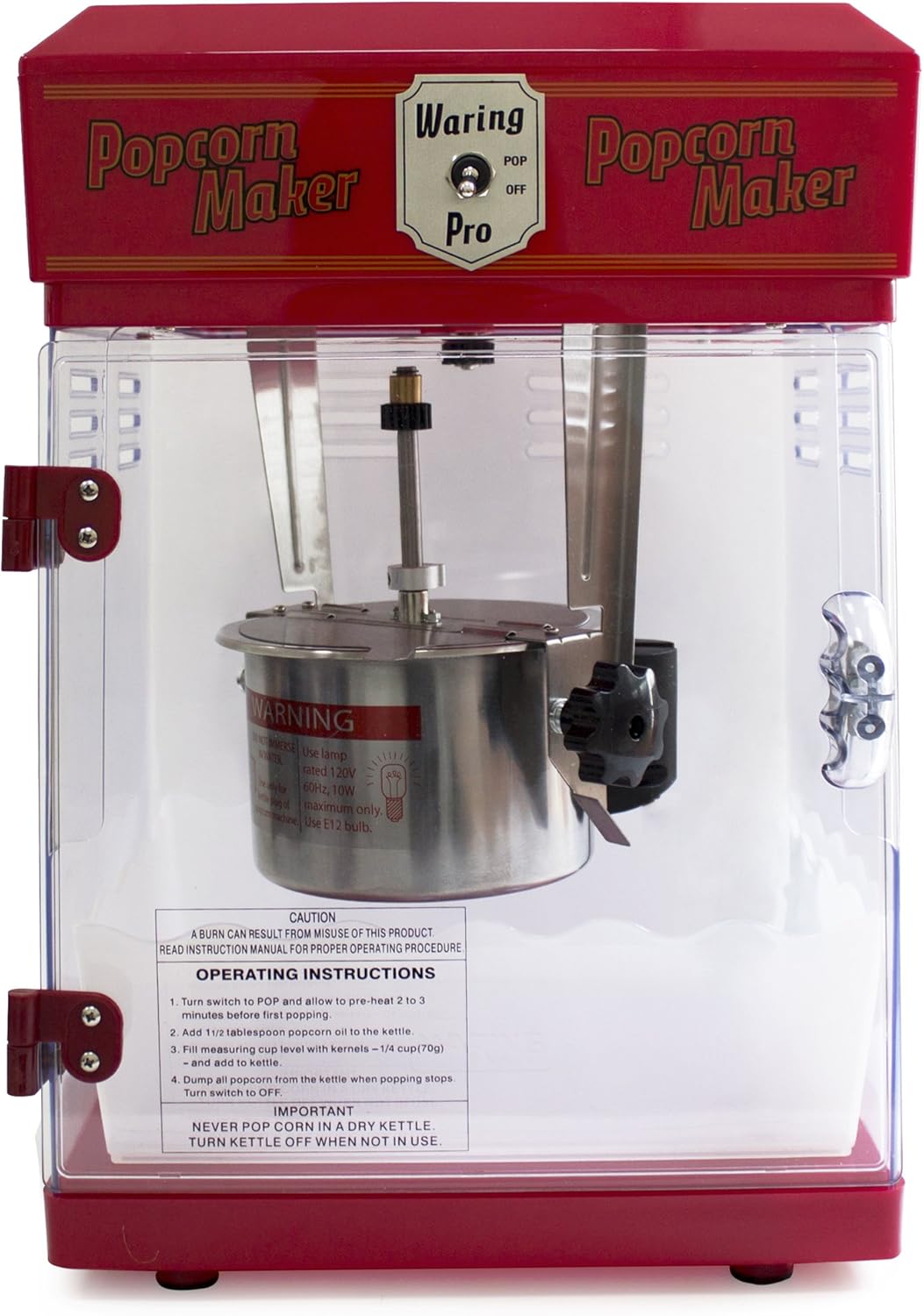 Waring Pro WPM25 Professional Popcorn Maker, Red
