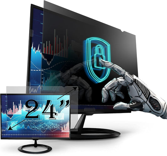 Premium Privacy Screen Filter for 24 Inches Desktop Computer Widescreen Monitor with Aspect Ratio 16:09. Anti Glare and Anti Blue Light Protection