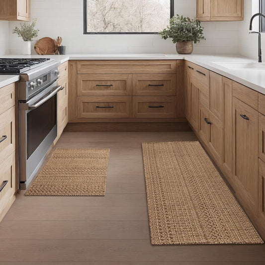 MatEssenz Kitchen Mats for Floor, Kitchen Rugs, Machine Washable Mats 20"x30"+20"x48" Boho Style, Anti-Skid TPR Backing for Kitchen, Non-Slip, Durable, Easy Clean, Everyday Use