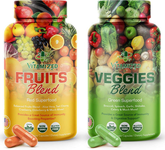Fruits and Vegetables Supplements with BioPerine, Contains 38 Fruits & Vegetables Super Food Powder Supplements Formula for Overall Health & Nature Energy Boost for Adults Men & Women - Made in USA