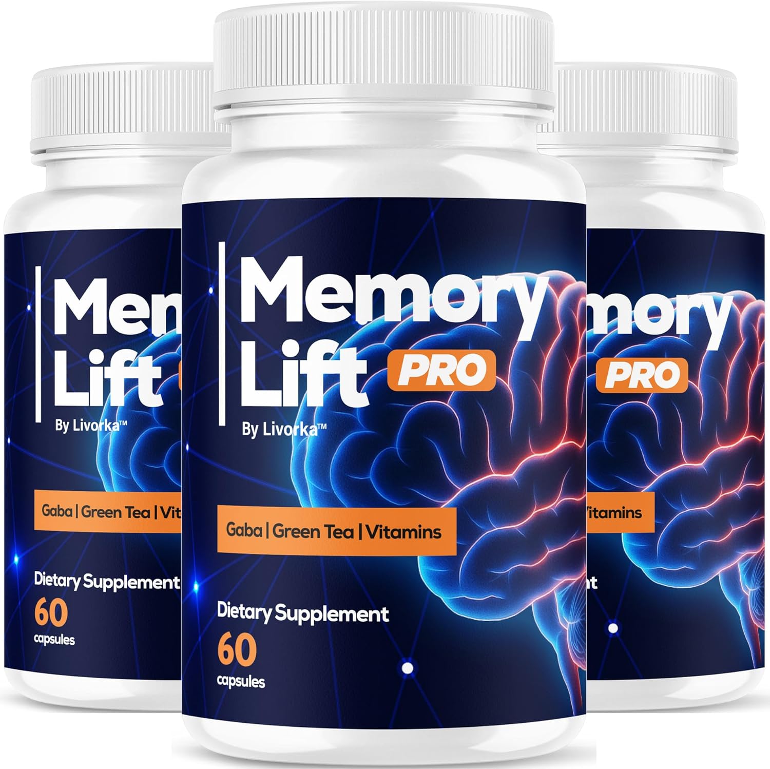 (3 Pack) Memory Lift Pro Supplement Capsules - Official Memory Lift Pro Brain for Your Brain Supplement, MemoryLift Pro Pills, Memoryliftpro All Natural Support Wellness & Health Support, 180 Capsules