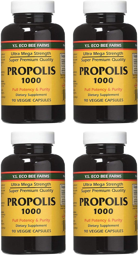 YS Eco Bee Farms Propolis 1000-90 caps (Pack of 4)