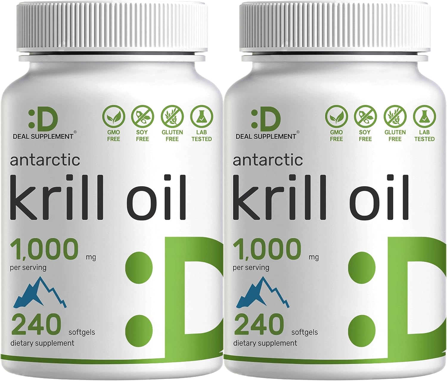 DEAL SUPPLEMENT 2 Pack Antarctic Krill Oil, 1,000mg Per Serving, 480 Softgels – Mercury Free, No Fishy Taste – Rich in Omega-3s, EPA, DHA, Astaxanthin, & Phospholipids – Non-GMO, No Gluten
