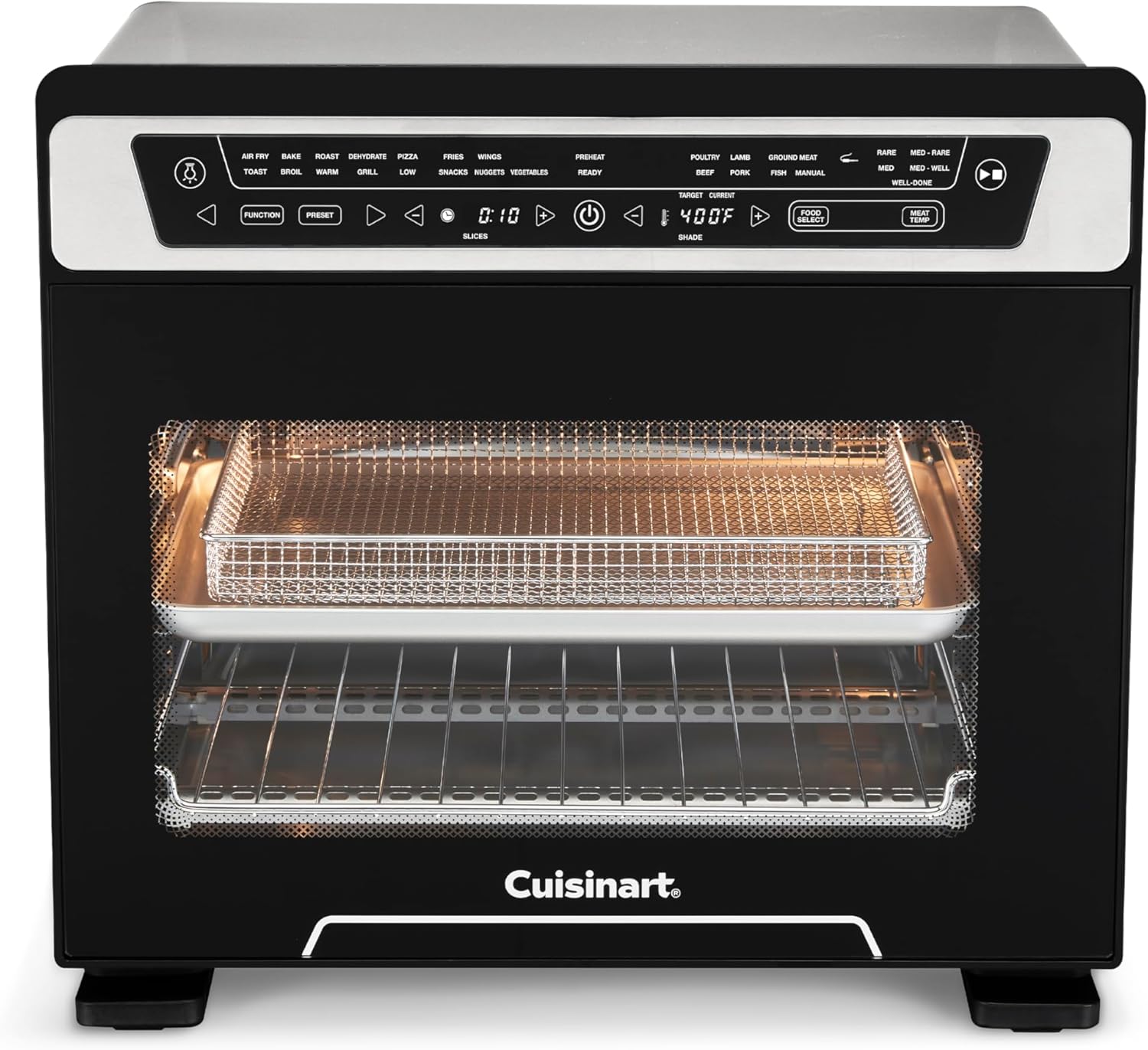 Cuisinart 15-in-1 Extra-Large Digital Air Fryer Oven with 9"x13" 2-in-1 Pan, Air Fry 4 Lbs of Wings, Cook a 13 Lb Turkey or 5+ Lb Chicken, Toast 9 Slices of Bread, and Bake a 13" Pizza, TOA-112