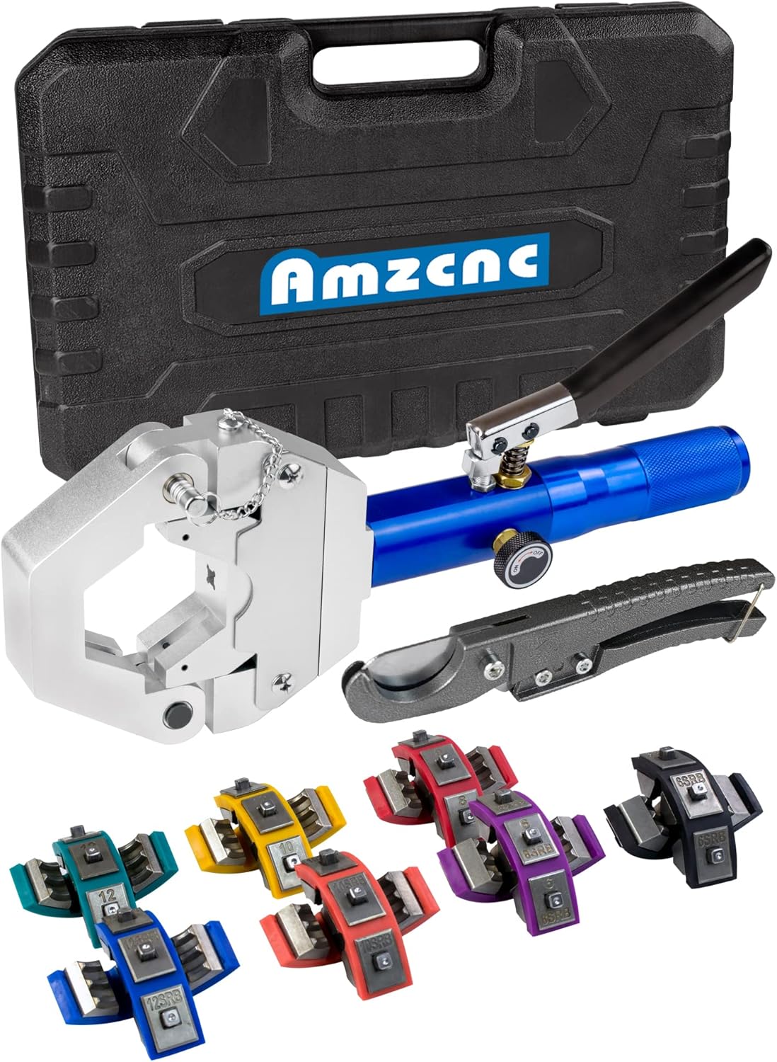 AMZCNC 71500 Hydraulic A/C Hose Crimper Kit - Handheld Crimping Tool Set with Snap-On Dies for Air Conditioning Hose Repair