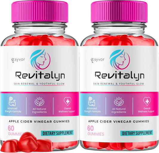 (2 Pack) Revitalyn Apple Cider Vinegar Gummies, Official Revitalyn Gummys with All Natural Ingredients Supporting Skin Health, Advanced Formula Gummy Supplement for Healthy Glowing Skin (120 Gummies)