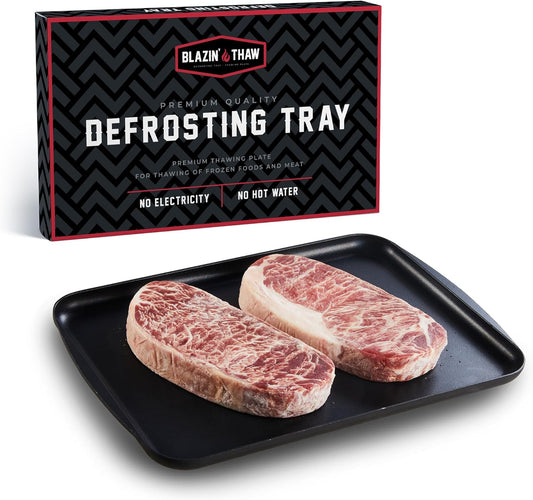 BLAZIN' THAW Defrosting Tray for Frozen Meat | Premium Edition | Aluminium Alloy Plate for Thawing Frozen Food | Natural Thawing Process | No Microwaves, No Cold\/Warm Water Required |