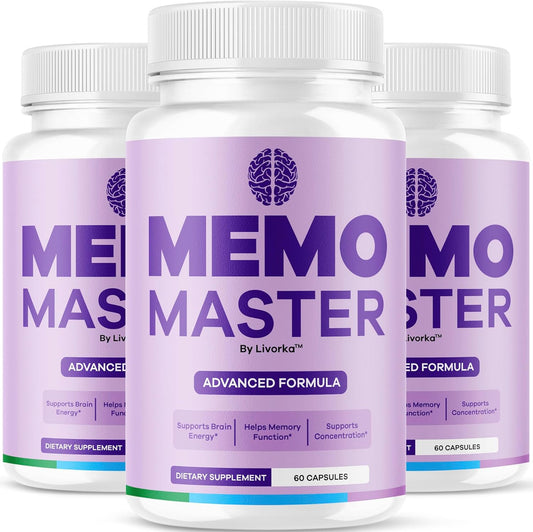 (3 Pack) Memo Master Capsules - Premium Memo Master Pills, MemoMaster Daily Memory & Focus Support, Memomaster Memory Pills All Natural Advanced Formula Health & Wellness, 180 Capsules for 3 Months