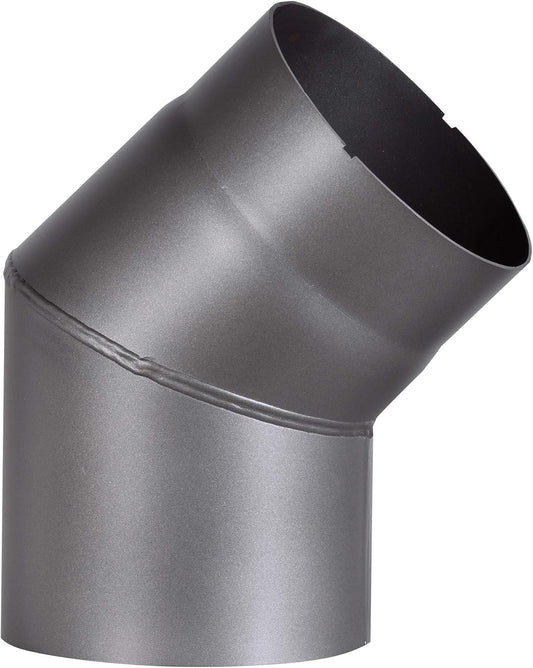 FIREFIX RD120/B4O 2 mm Thick Steel Flue Pipe Elbow 120 mm Diameter for Stoves and Fireplaces Senotherm Dark Grey 45 Degrees Without Cleaning Door, Darkgray