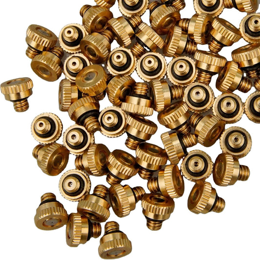 70 packs mister nozzle low pressure brass misting nozzles fog nozzles cooling micro mist nozzle 10 24 unc thread for humidification outdoor cooling dust control landscaping 0 004 0 039 orifice