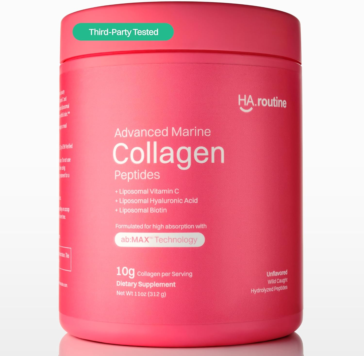 Advanced Marine Collagen Powder Plus Liposomal Vitamin C, Hyaluronic Acid & Biotin, Sugar-Free Type I Collagen Supplement for Skin, Hair, Nails, Joint & Gut Health - 30 Servings, Unflavored