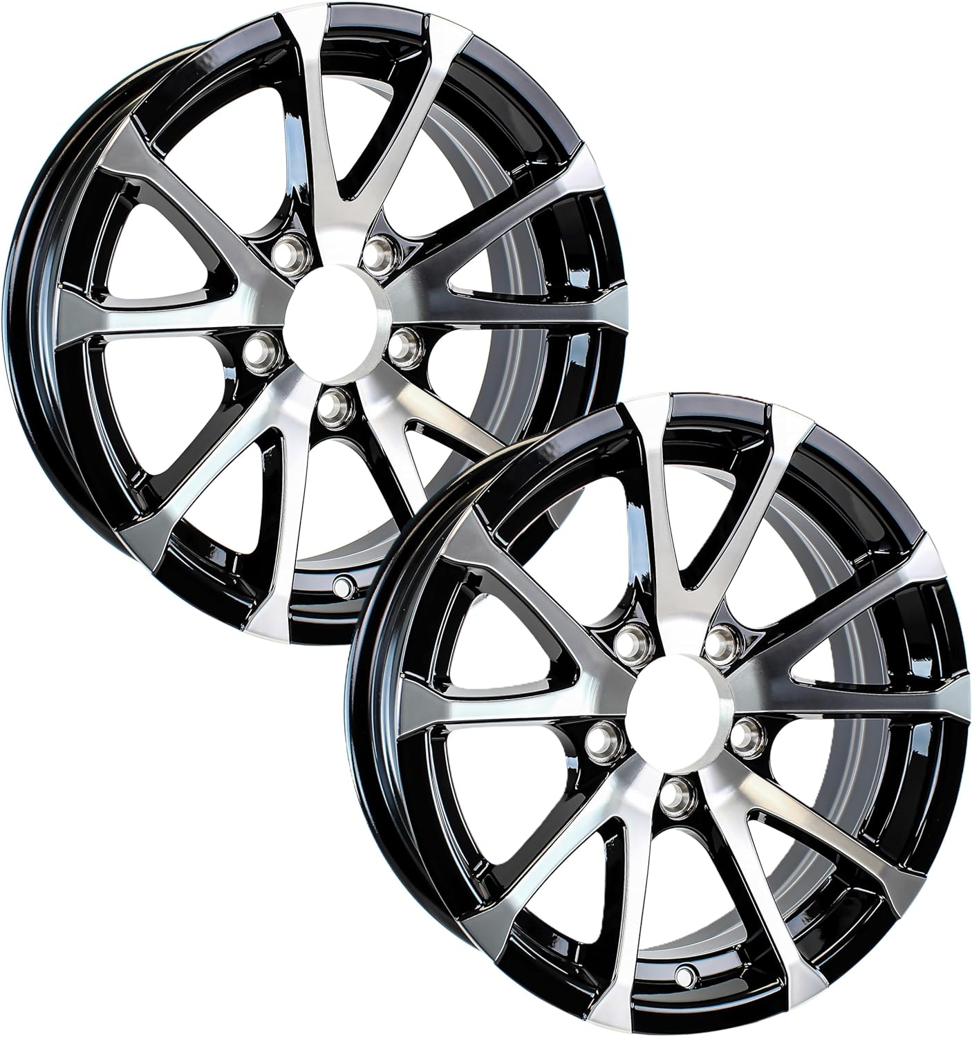 eCustomrim 2-Pack Aluminum Trailer Rims Wheels 5 Lug 14" Avalanche V-Spoke/Black
