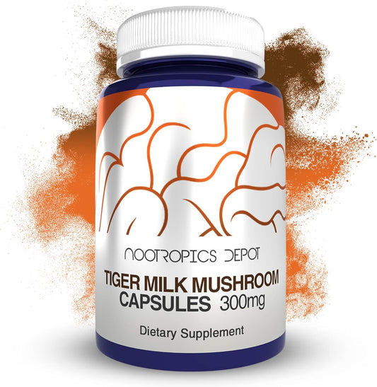 Nootropics Depot Tiger Milk Mushroom Capsules | 300mg | 60 Count | Lignosus rhinocerus Sclerotium | Cognition, Histamine, & Respiratory Support