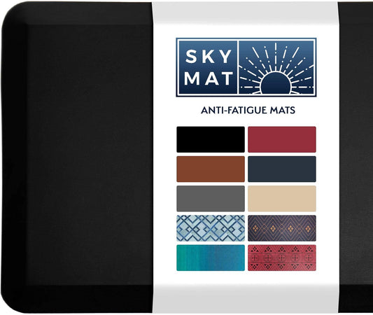 Sky Solutions Anti Fatigue Mat - 3\/4" Cushioned Kitchen Rug and Standing Desk Mat & Garage - Non Slip, Waterproof and Stain Resistant (20" x 32", Black)