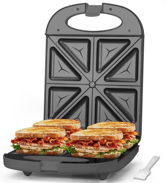 Baker\u2019s Friend Breakfast Sandwich Maker, 4 Slices of Panini Grill Press Sandwich Maker, Electric Sandwich Maker with Indicator Light, Grill Cheese & Egg Muffin Sandwich Maker, Graphite