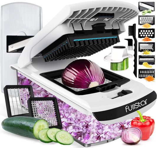 Fullstar The Original Pro Chopper - Vegetable Chopper and Spiralizer, Food Chopper with Container, Fruit Slicer, Kitchen Gadgets & Accessories, Home Essentials (All in 1, White)