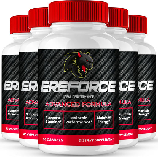 Ereforce Capsules, Official Ereforce Supplement Pills for Men - Maximum Strength Performance, All Natural Support for Overall Health and Wellness, Advanced Ere Force Pills Reviews (5 Pack)