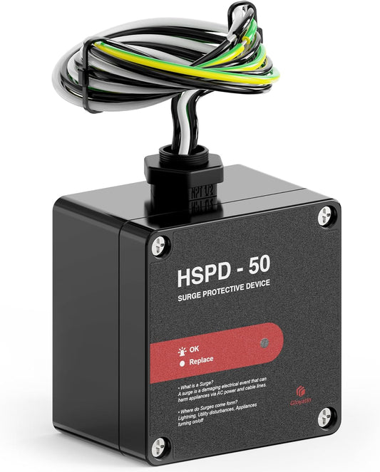 HSPD Square Whole Home Surge Protective Device, Whole House Surge Protector, AC Surge Protection, Type 1 SPD, 120\/240VAC (HSPD-50)