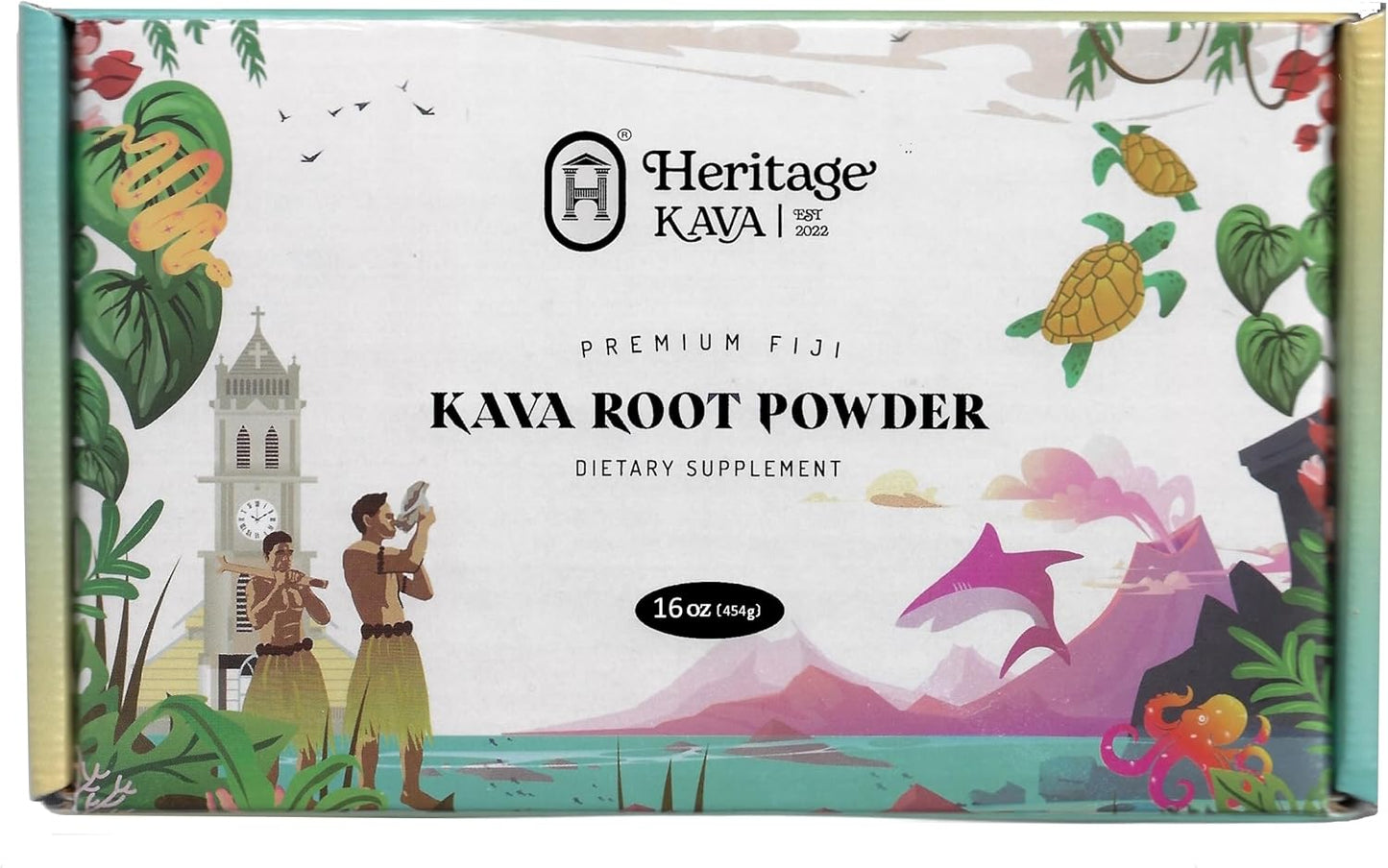 Heritage Kava Premium Fiji Noble Kava Root Powder 16 Oz\/1LB