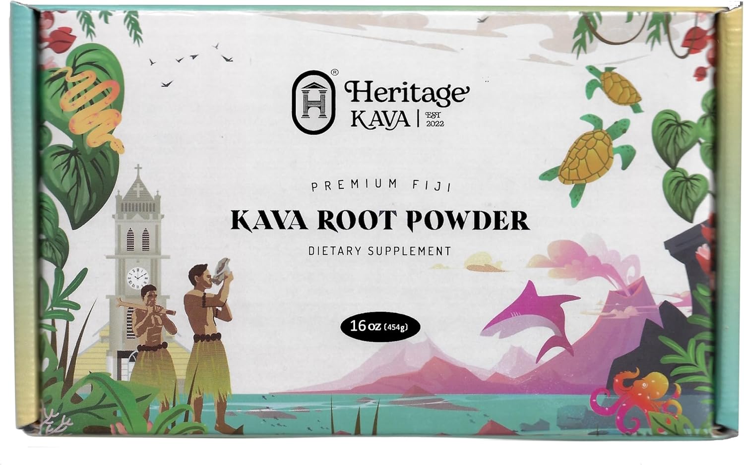 Heritage Kava Premium Fiji Noble Kava Root Powder 16 Oz\/1LB