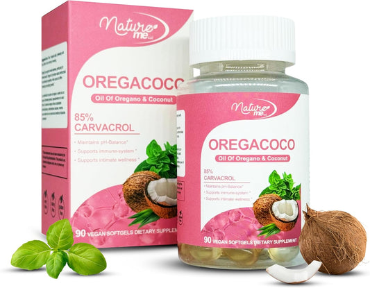 OregaCoco – Oregano & Coconut Oil Blend, High Carvacrol Content, Vegan, Gluten-Free, Soy-Free, 90 Softgels – Daily Herbal Supplement for General Wellbeing & Nutritional Support