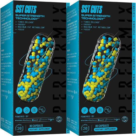 PERFORMIX - SST Cuts - Thermogenic with CLA - Energy, Focus & Mood - Metabolism Support - Hunger Control - Nootropic - Pre Workout - Men & Women - 160 Servings - 2 Pack