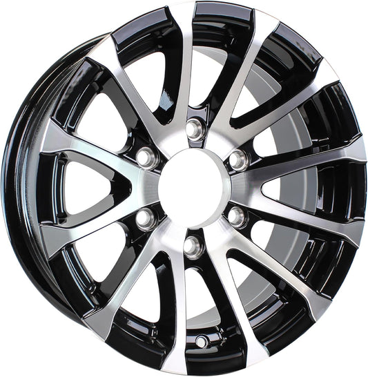 eCustomrim Aluminum Trailer Wheel 16X6 16" Avalanche Black Modular 6 Lug On 5.5" Center