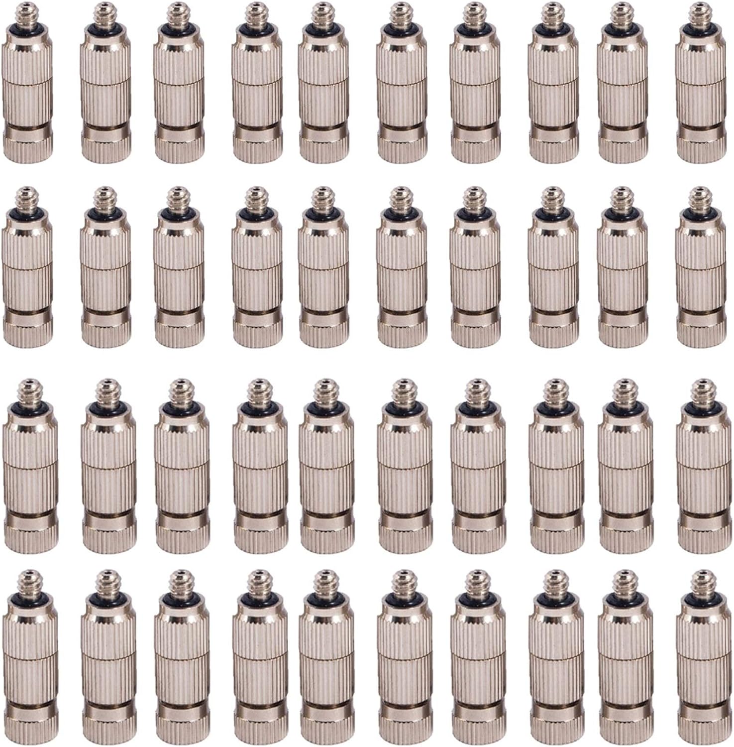 Pfeilzieher 40pcs Brass misting Nozzle kit for Cooling System high Pressure 3 16 Threaded Mister nozzles Anti drip fogging Spray Head for Landscaping air humidification Brushed Nickel Size 0 15mm