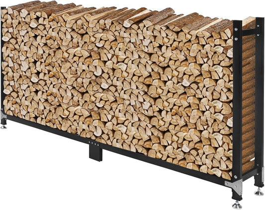 M METERXITY 8ft 1\/2 Cord Firewood Rack Outdoor Upgrade Heavy Load-Bearing Frame, Wood Racks with Anti-Slip Adjustable Pad, Firewood Holder Storage Logs Stand for Outdoor Patio Firepit