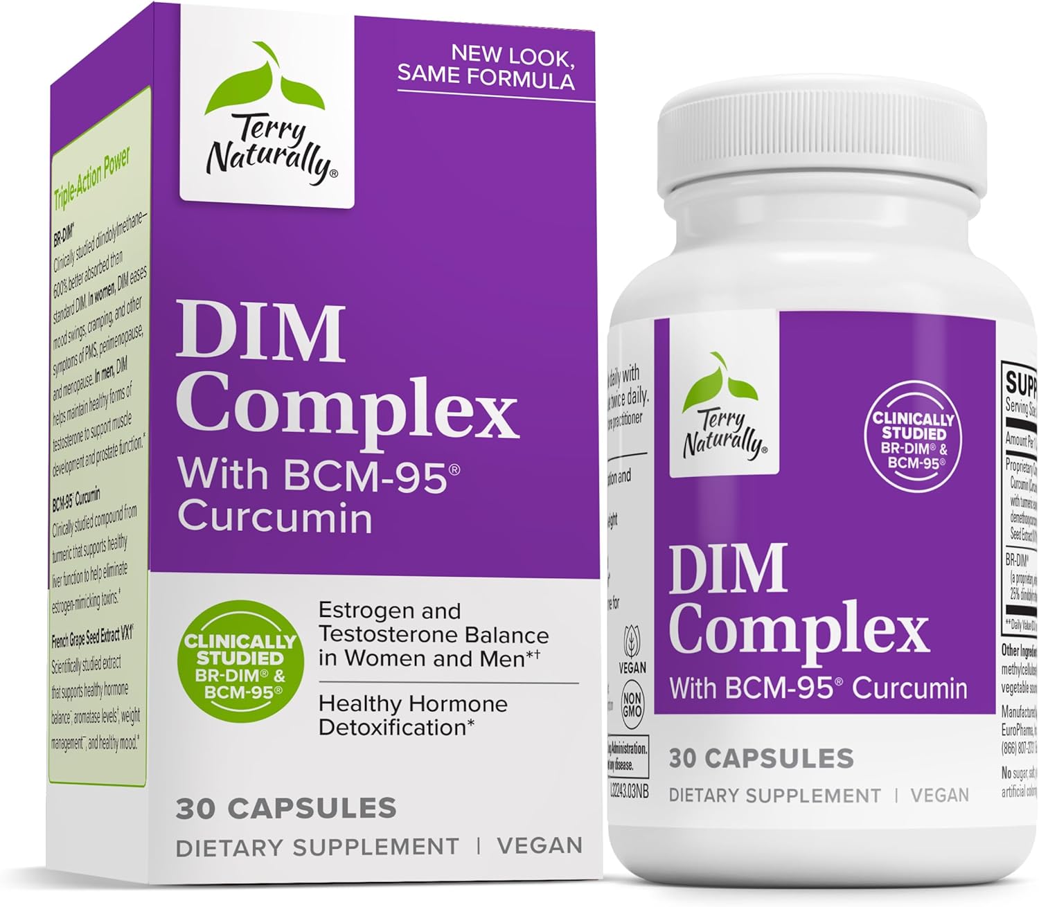 Terry Naturally DIM Complex - Dietary Supplement with BCM-95 Curcumin - Supplement to Support Healthy Hormone Balance, Liver Health & Menopause Symptom Relief - 30 Capsules