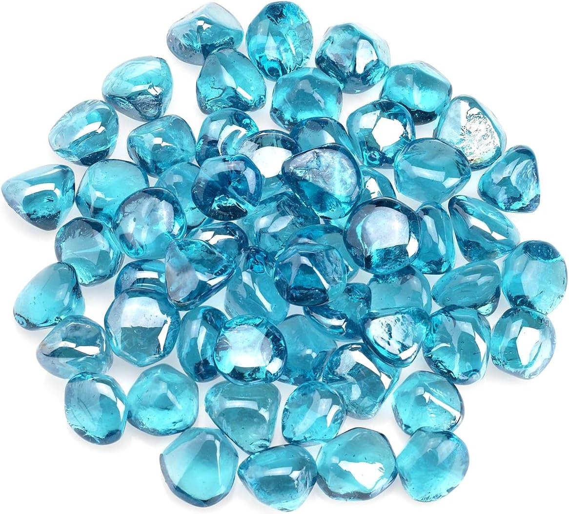 American Fireglass ZIR-PWDBLLST-20 Powder Blue Luster Zircon Fire Glass, 20 lb