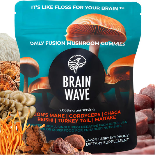 Superfood Mushroom Gummies | Delicious Daily Multi Mushroom Supplement 2,008 mg | Lions Mane + Reishi Mushroom + Cordyceps + Turkey Tail + Chaga + Maitake | Mushroom Gummies for Focus and Energy